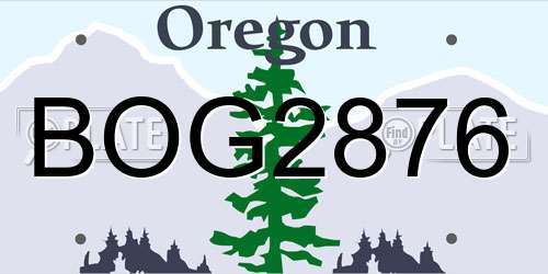 BOG2876 Oregon License Plate