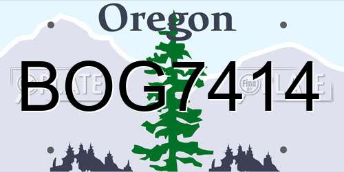 BOG7414 Oregon License Plate