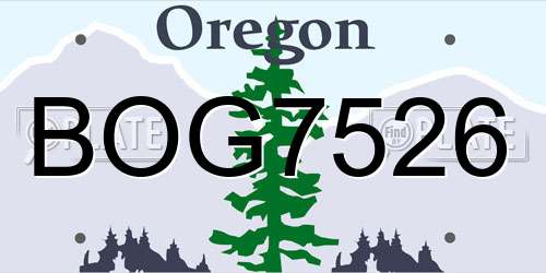 BOG7526 Oregon License Plate