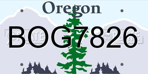 BOG7826 Oregon License Plate