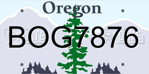 BOG7876 Oregon License Plate