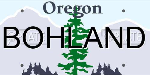 BOHLAND Oregon License Plate