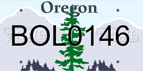 BOL0146 Oregon License Plate