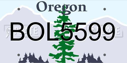 BOL5599 Oregon License Plate