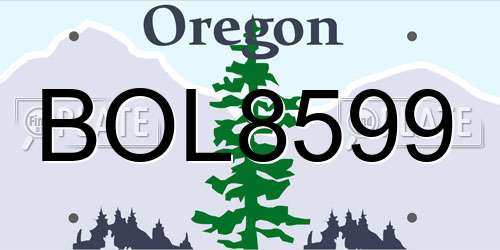 BOL8599 Oregon License Plate