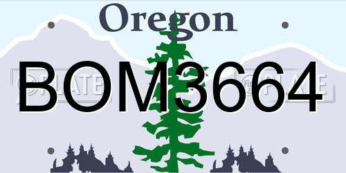 BOM3664 Oregon License Plate