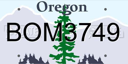 BOM3749 Oregon License Plate