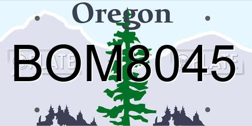 BOM8045 Oregon License Plate