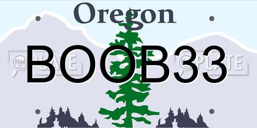 BOOB33 Oregon License Plate