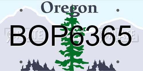 BOP6365 Oregon License Plate