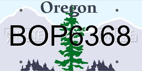 BOP6368 Oregon License Plate