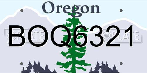 BOQ6321 Oregon License Plate