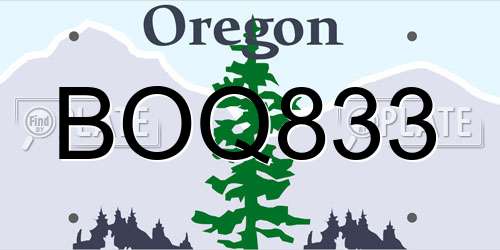 BOQ833 Oregon License Plate