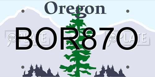 BOR87O Oregon License Plate