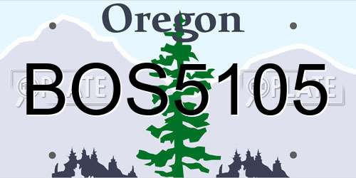 BOS5105 Oregon License Plate