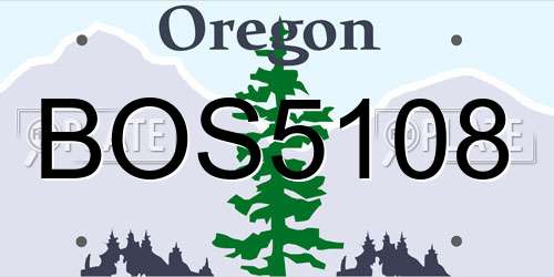 BOS5108 Oregon License Plate