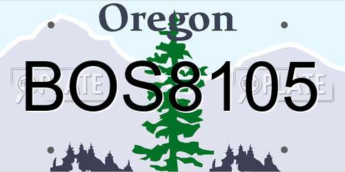 BOS8105 Oregon License Plate