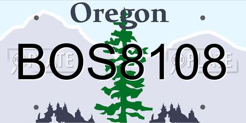 BOS8108 Oregon License Plate
