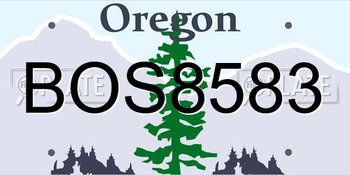 BOS8583 Oregon License Plate