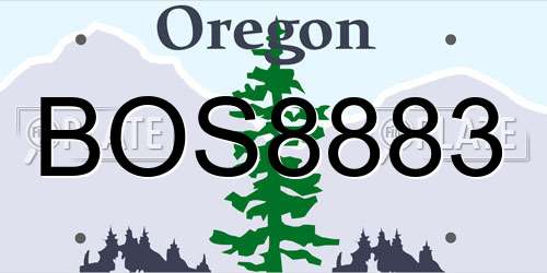 BOS8883 Oregon License Plate