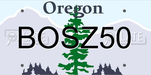 BOSZ50 Oregon License Plate