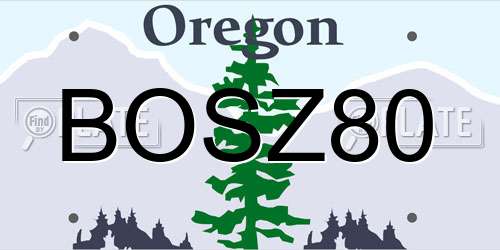BOSZ80 Oregon License Plate