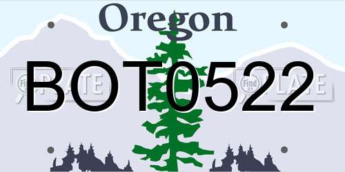BOT0522 Oregon License Plate