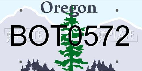 BOT0572 Oregon License Plate