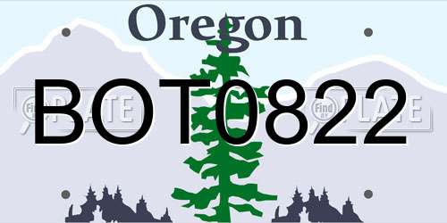 BOT0822 Oregon License Plate