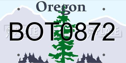 BOT0872 Oregon License Plate