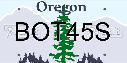 BOT45S Oregon License Plate