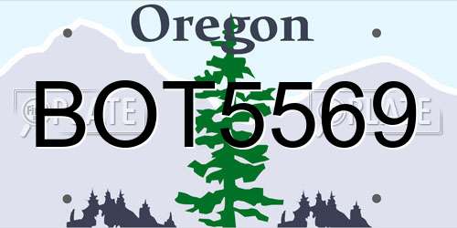 BOT5569 Oregon License Plate