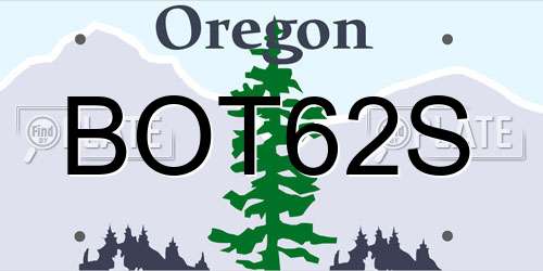 BOT62S Oregon License Plate