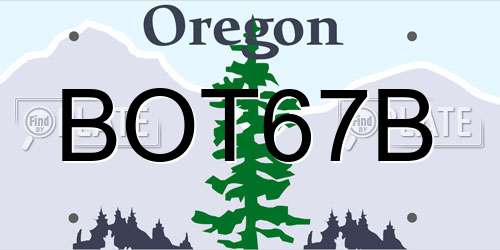 BOT67B Oregon License Plate