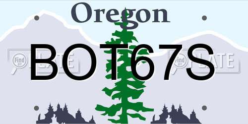 BOT67S Oregon License Plate