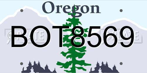 BOT8569 Oregon License Plate