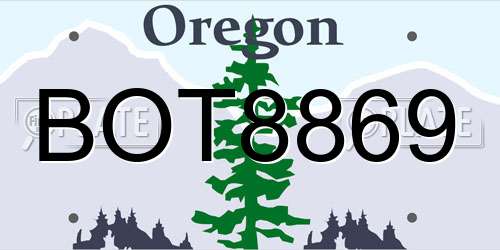 BOT8869 Oregon License Plate