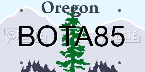 BOTA85 Oregon License Plate