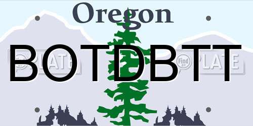 BOTDBTT Oregon License Plate