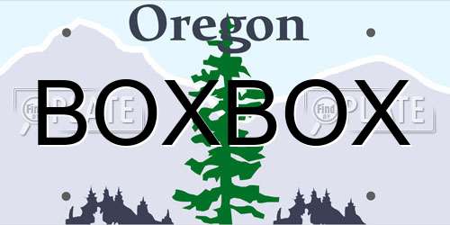 BOXBOX Oregon License Plate