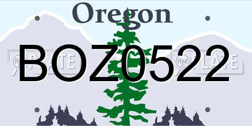 BOZ0522 Oregon License Plate
