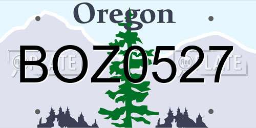 BOZ0527 Oregon License Plate