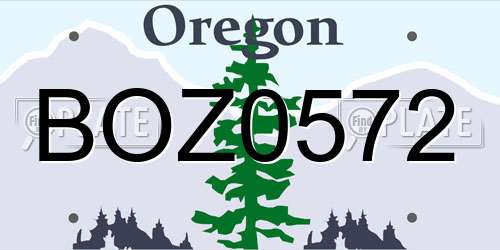 BOZ0572 Oregon License Plate