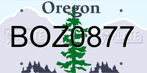 BOZ0877 Oregon License Plate