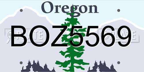 BOZ5569 Oregon License Plate