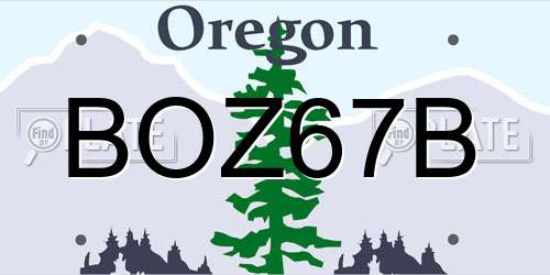 BOZ67B Oregon License Plate
