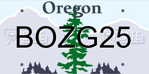 BOZG25 Oregon License Plate