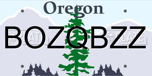 BOZQBZZ Oregon License Plate