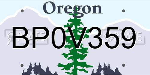 BP0V359 Oregon License Plate