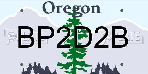 BP2D2B Oregon License Plate